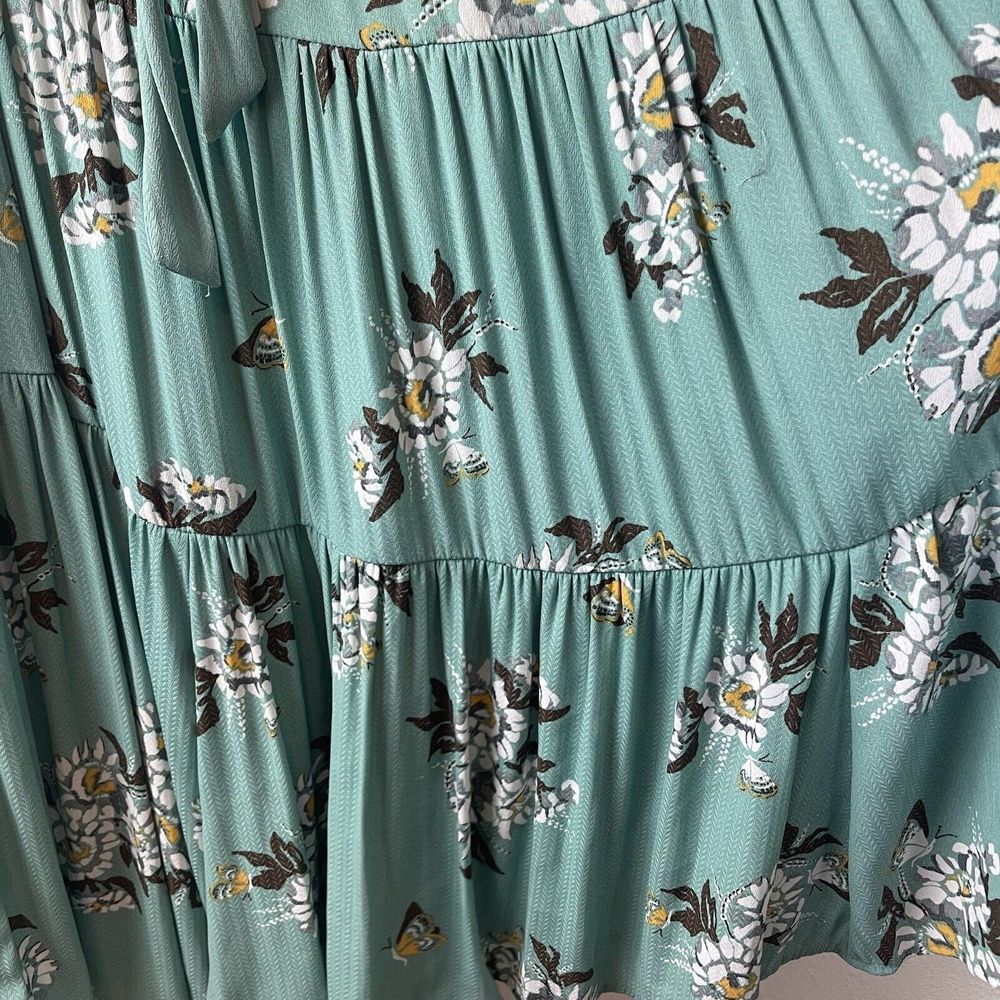Free People All I Got Maxi Dress Torquiose Floral Womens Size 0 Floral Tie Waist - Picture 7 of 14